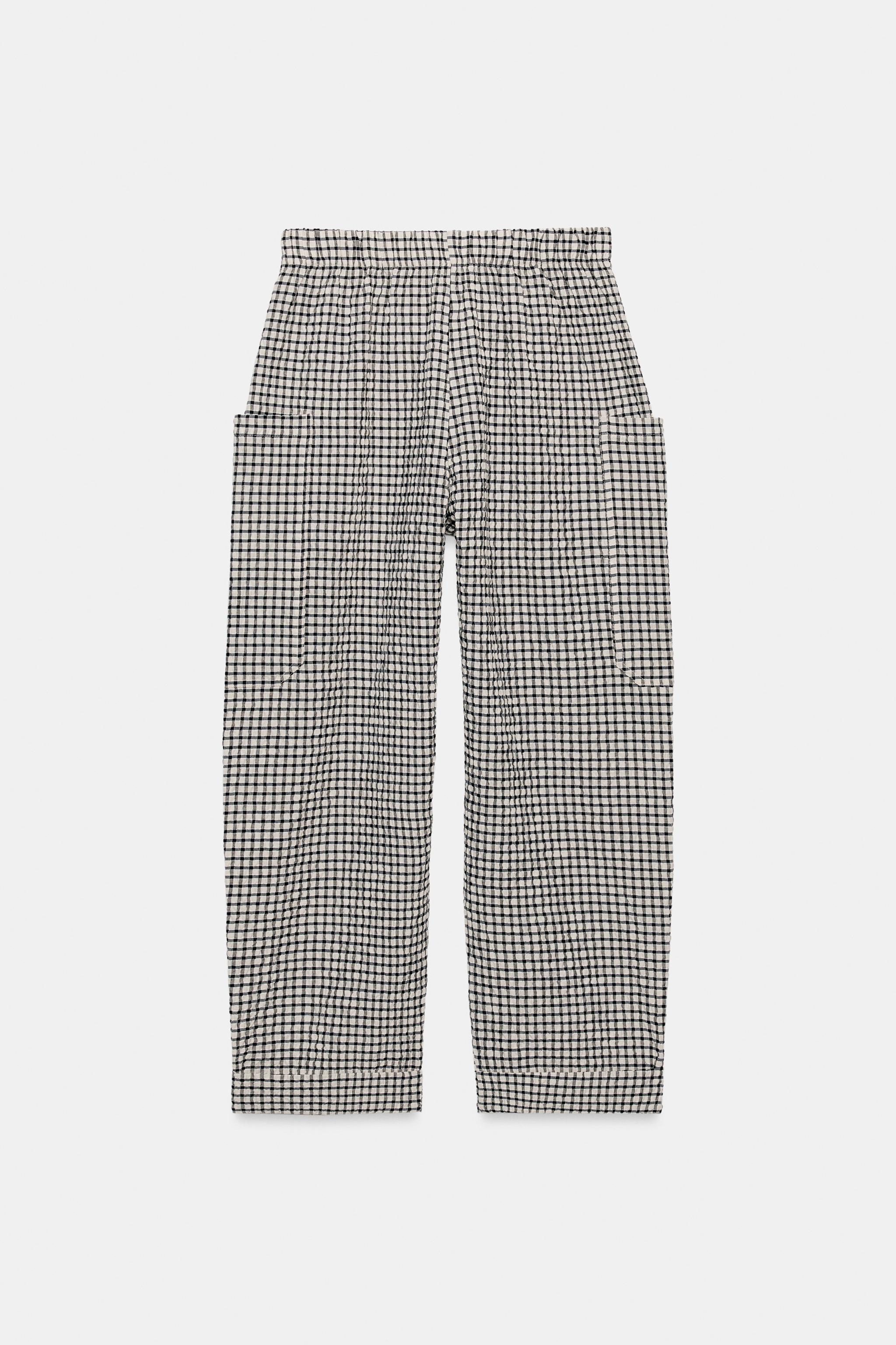 PLAID ELASTIC WAIST PANTS